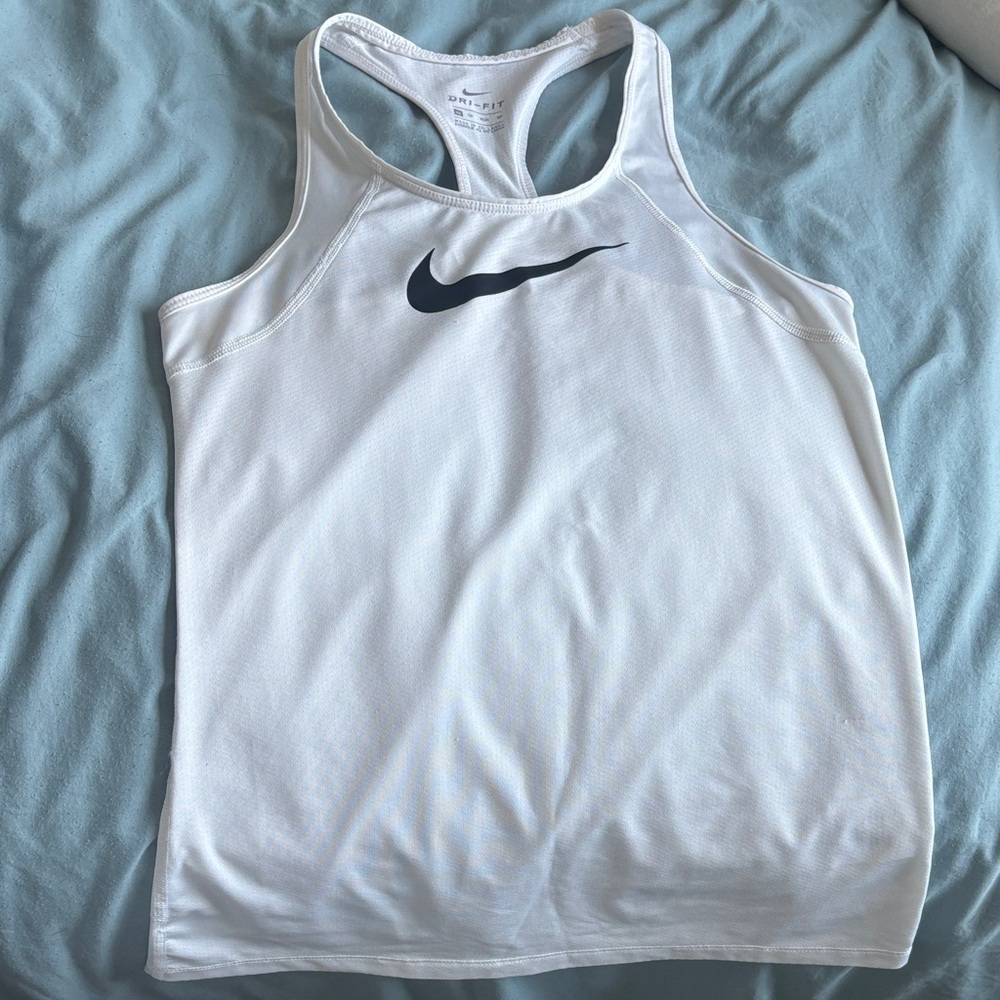 Nike Women's White and Black Tank Top